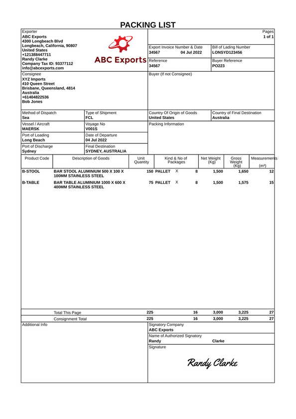 Create A Packing List Free Template IncoDocs